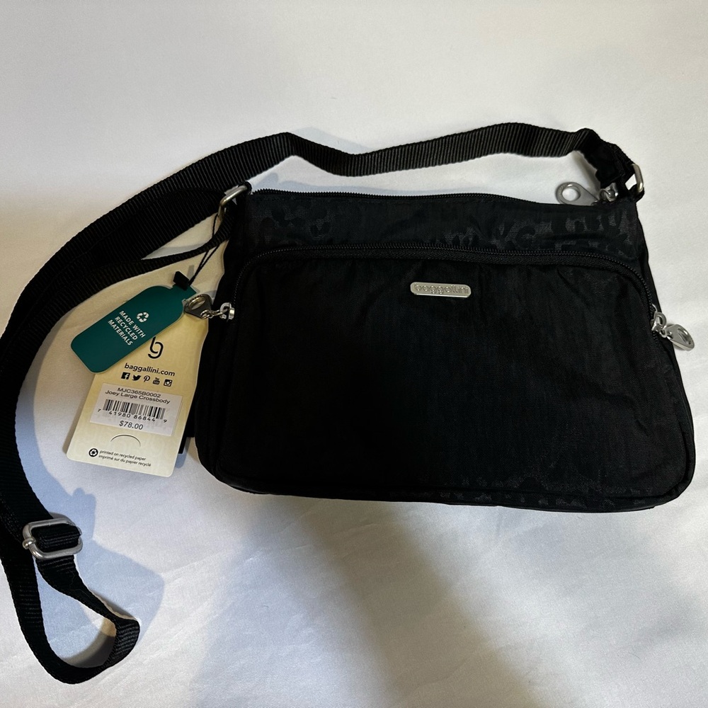 Baggallini Black Leopard Crossbody Bag with Adjustable Strap